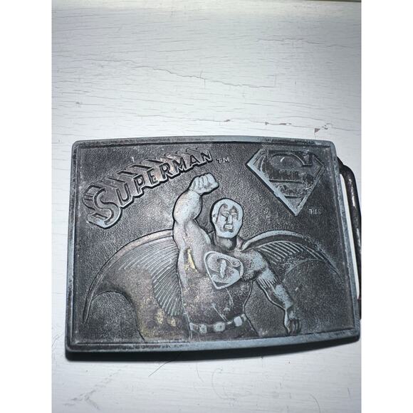 VINTAGE 1976 LEE Co. SUPERMAN METAL BELT BUCKLE - Picture 1 of 6